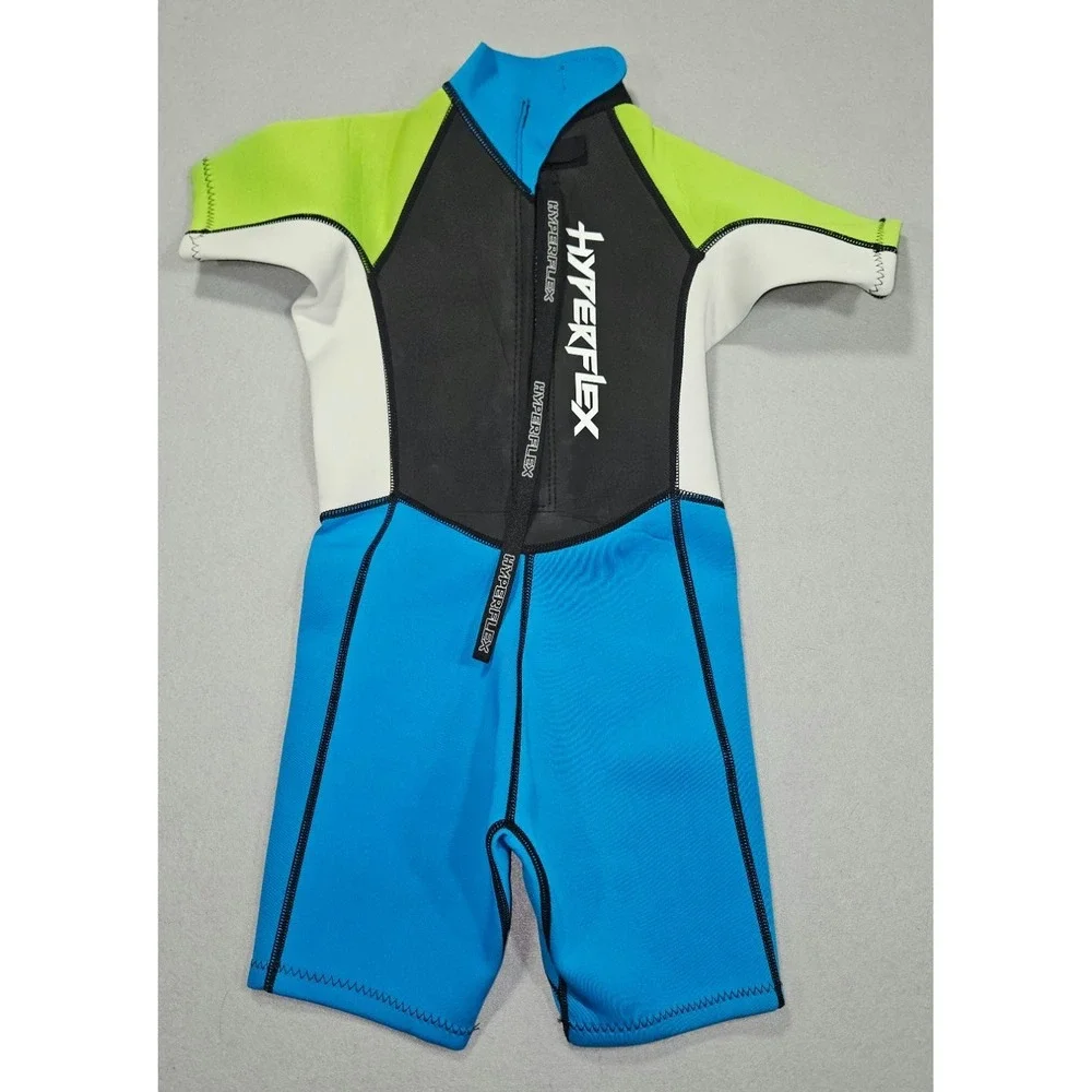 Hyperflex Access Youth Size 8 Wetsuit Shorty Blue Green Black Kids Springsuit